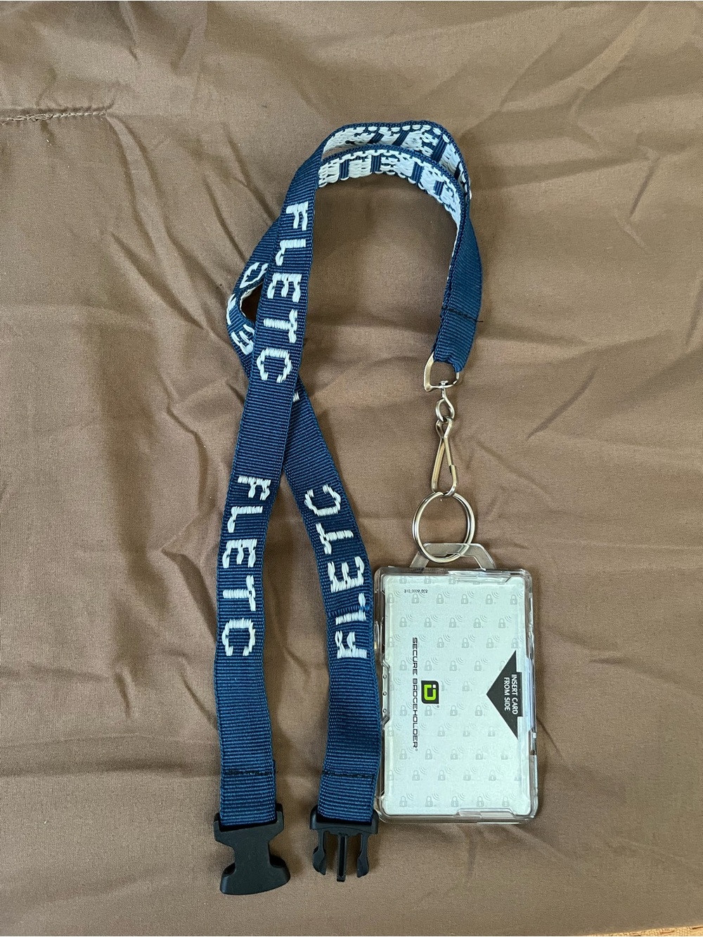 FLETC Navy Blue Woven Lanyard with Clear Badge Holder - Picture 2 of 2